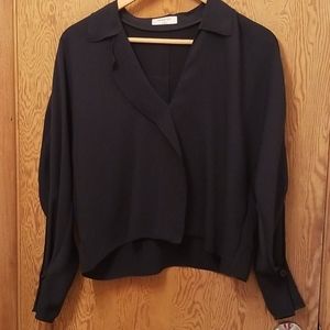 NWOT Babaton forest green cropped blouse